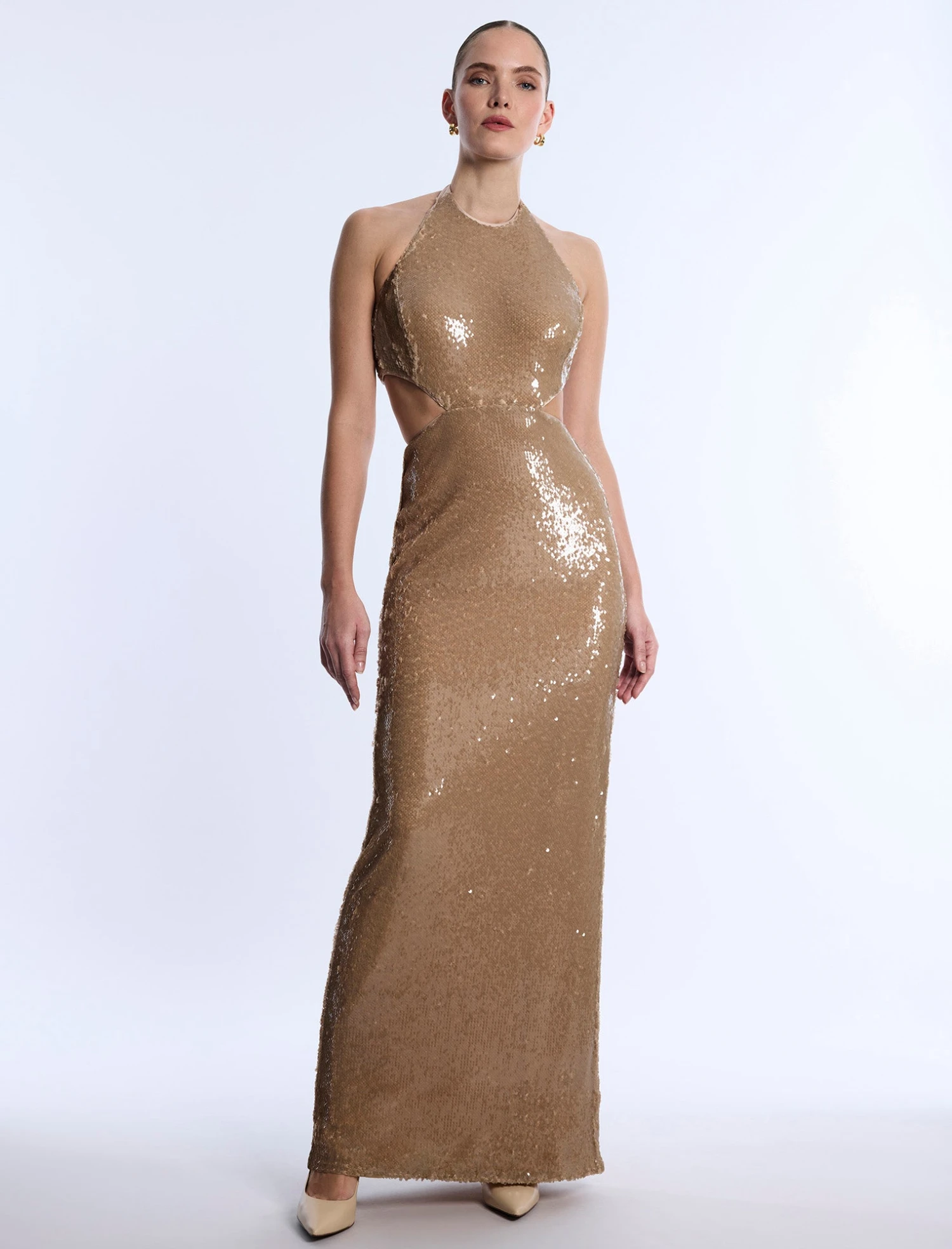 BCBGMAXAZRIA Sequin Cutout Halter Gown 4 BCBGMAXAZRIA Sequin Cutout Halter Gown - Image 4