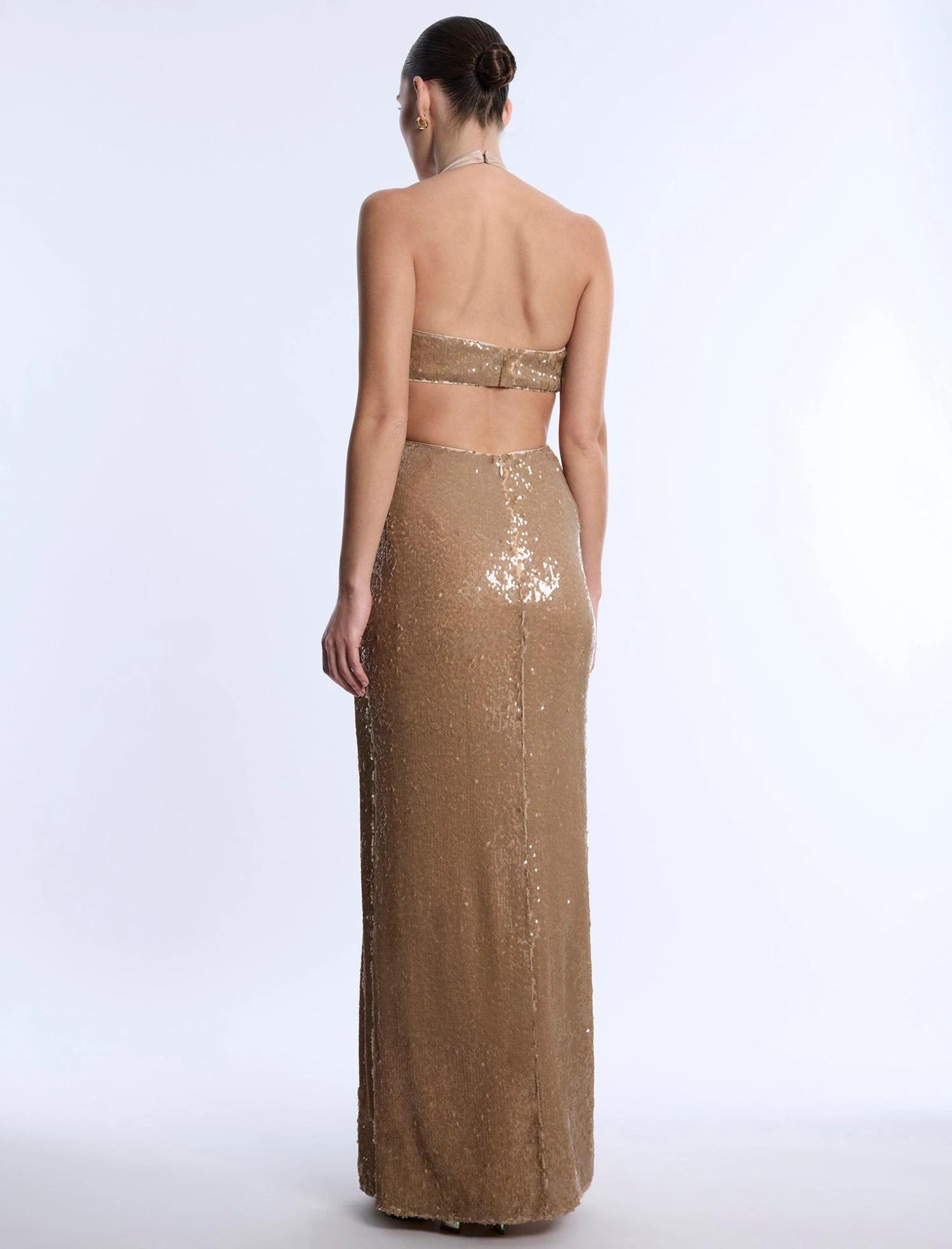 BCBGMAXAZRIA Sequin Cutout Halter Gown 2 BCBGMAXAZRIA Sequin Cutout Halter Gown - Image 2