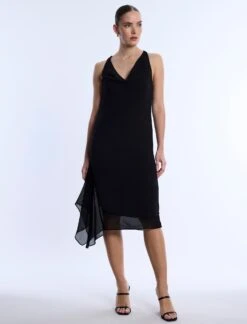 BCBGMAXAZRIA Twist And Drape Combo Dress