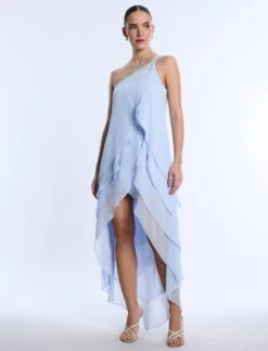 BCBGMAXAZRIA Embellished Sheer Layer Dress