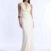 BCBGMAXAZRIA Cowl Neck Halter Gown