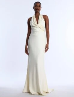 BCBGMAXAZRIA Cowl Neck Halter Gown -BCBGMAXAZRIA Shop 791094 9112 AltModel 0