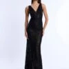 BCBGMAXAZRIA Embellished Cut-Out Gown