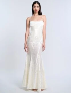 BCBGMAXAZRIA Sequin Lace Gusset Gown