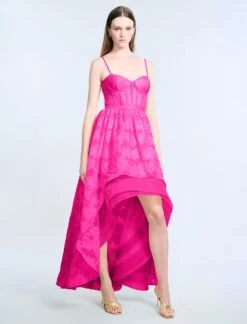 BCBGMAXAZRIA High Low Organza Tulle Gown