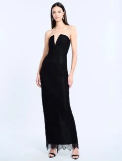 BCBGMAXAZRIA Lace Strapless V Neckline Gown -BCBGMAXAZRIA Shop 79114146 199 1