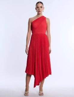 BCBGMAXAZRIA One Shoulder Pleated Dress