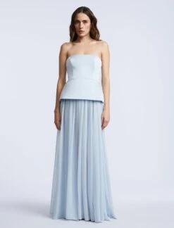 BCBGMAXAZRIA Strapless Peplum Gown
