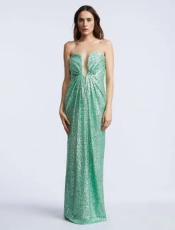 BCBGMAXAZRIA Plunging U Neckline Gown