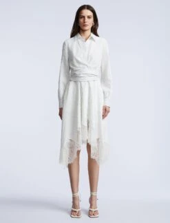 BCBGMAXAZRIA Stripe Shirt Dress With Lace