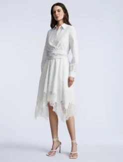 BCBGMAXAZRIA Stripe Shirt Dress With Lace -BCBGMAXAZRIA Shop 79114237 9112 3