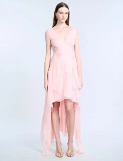 BCBGMAXAZRIA Lace Applique Chiffon Dress