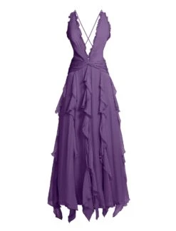 BCBGMAXAZRIA Ruffle Halter Chiffon Gown -BCBGMAXAZRIA Shop 79114272 Purple 7