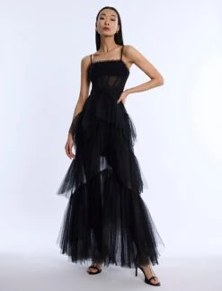 BCBGMAXAZRIA Oly Tiered Ruffle Tulle Evening Gown -BCBGMAXAZRIA Shop 79114281 199 0