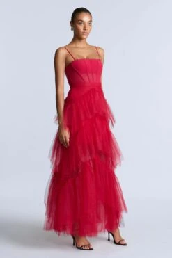 BCBGMAXAZRIA Oly Tiered Ruffle Tulle Evening -BCBGMAXAZRIA Shop 79114281 9391 3