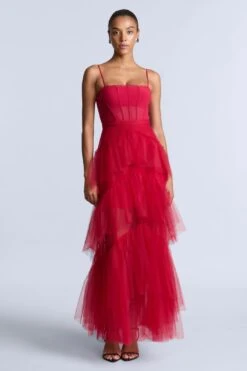 BCBGMAXAZRIA Oly Tiered Ruffle Tulle Evening -BCBGMAXAZRIA Shop 79114281 9391 5