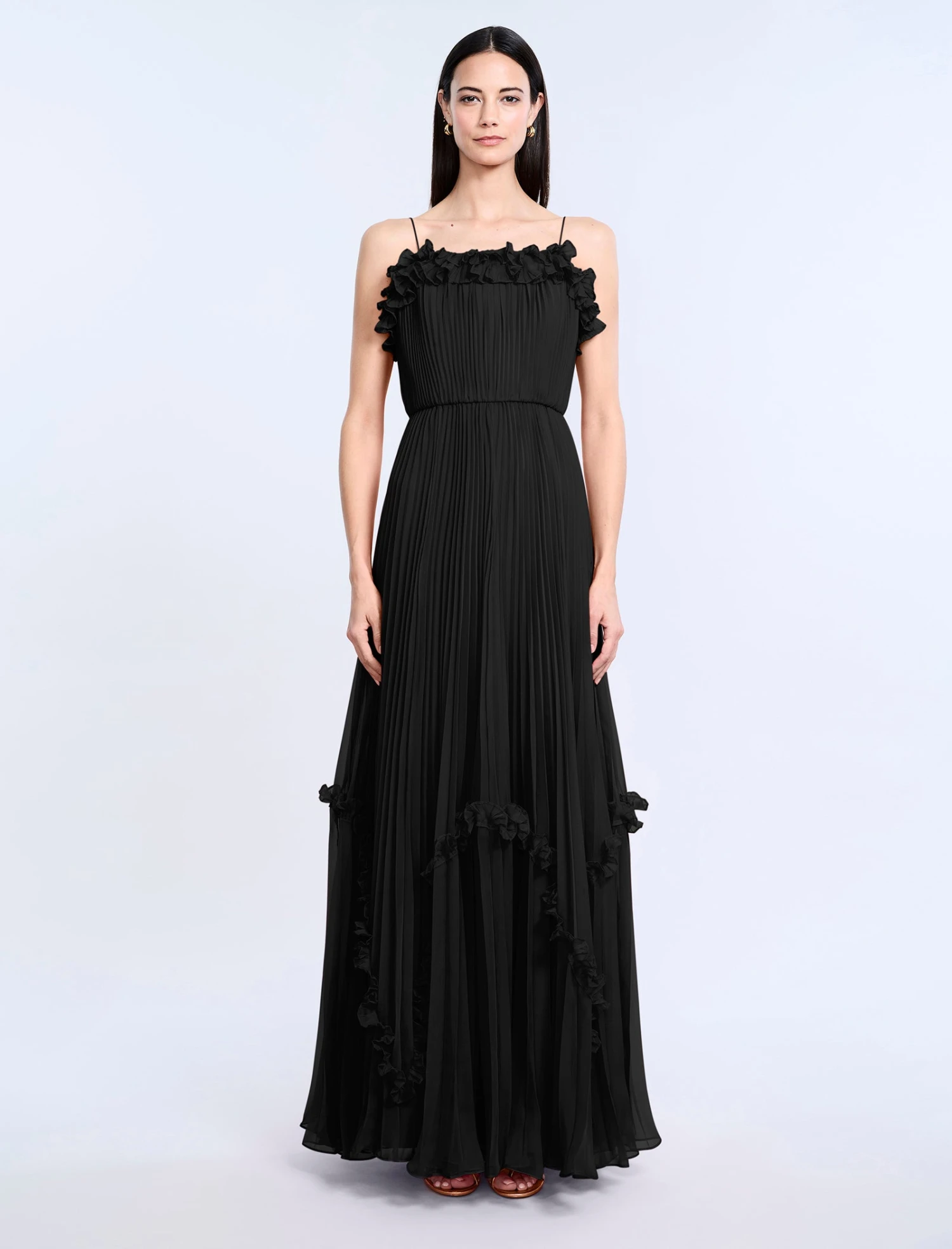 BCBGMAXAZRIA Shirring Ruffle Gown 1 BCBGMAXAZRIA Shirring Ruffle Gown