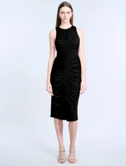 BCBGMAXAZRIA Hardware Ruched Midi Dress