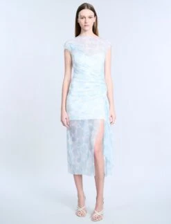 BCBGMAXAZRIA Mesh & Sequin Midi Dress