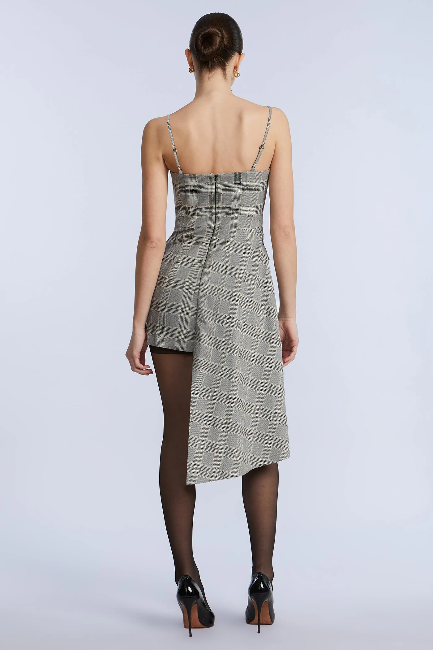 BCBGMAXAZRIA Glen Plaid Dress With Drape 2 BCBGMAXAZRIA Glen Plaid Dress With Drape - Image 2