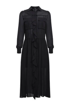 BCBGMAXAZRIA Solid Ruffle Dress -BCBGMAXAZRIA Shop 79114805 199 1Large