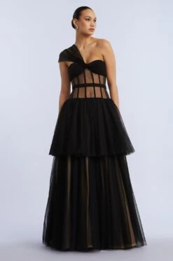 BCBGMAXAZRIA Dot Tulle Gown