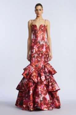 BCBGMAXAZRIA Ruffle Ball Gown