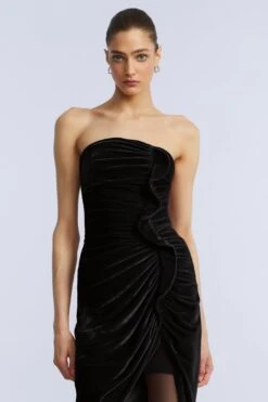 BCBGMAXAZRIA Strapless Velvet Ruffle Dress -BCBGMAXAZRIA Shop 79114838 199 4