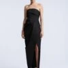 BCBGMAXAZRIA Solid Bodice Wrap Skirt Gown