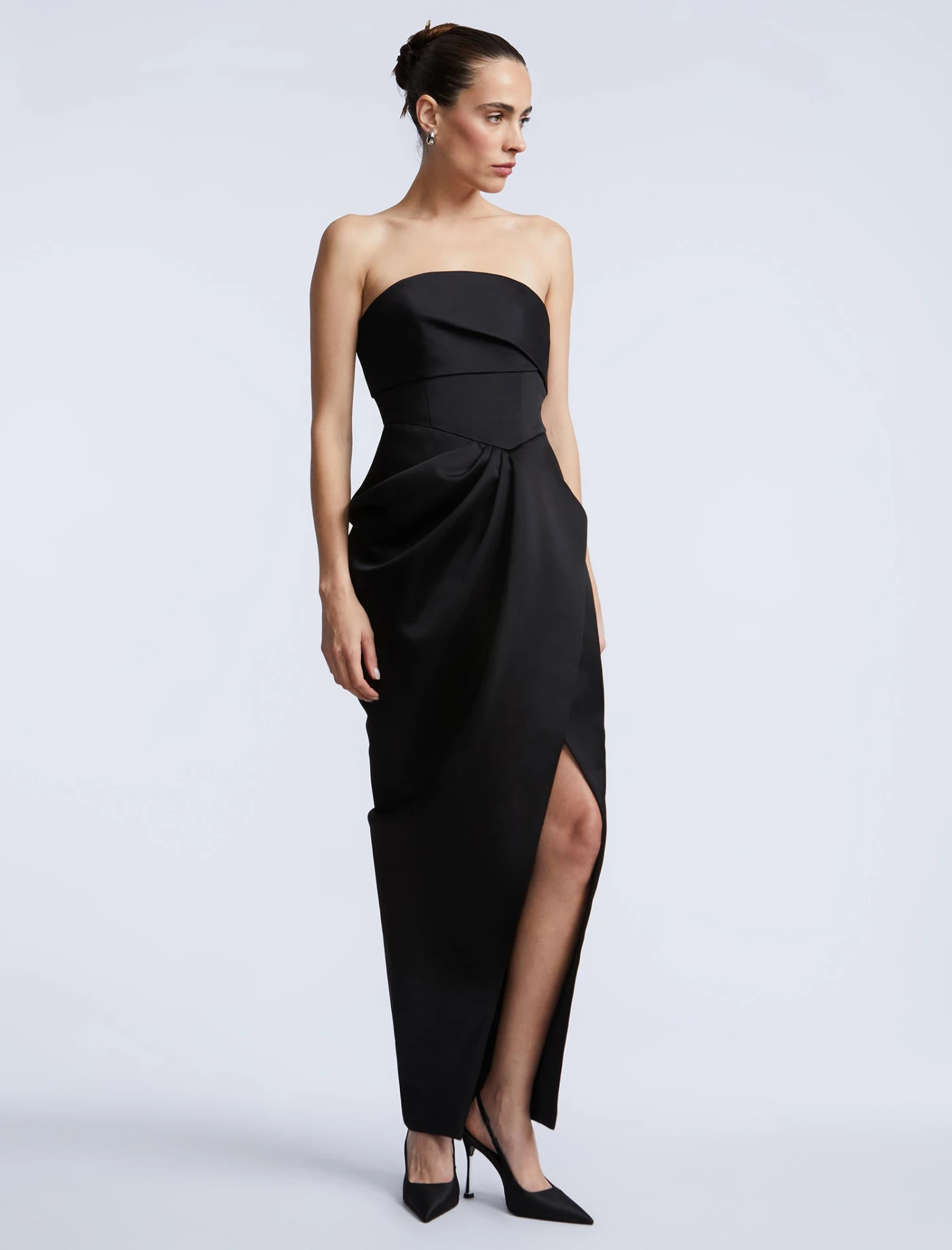 BCBGMAXAZRIA Solid Bodice Wrap Skirt Gown 5 BCBGMAXAZRIA Solid Bodice Wrap Skirt Gown - Image 5