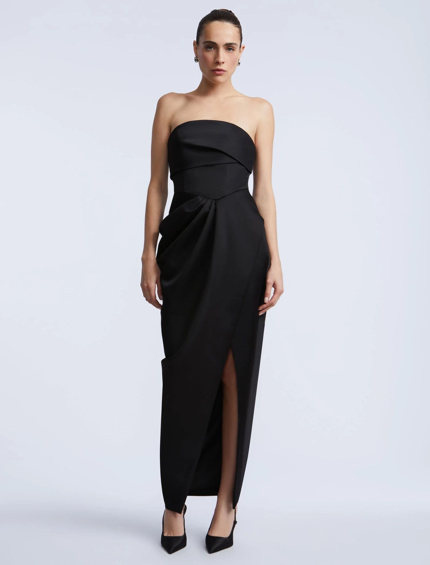 BCBGMAXAZRIA Solid Bodice Wrap Skirt Gown 7 BCBGMAXAZRIA Solid Bodice Wrap Skirt Gown - Image 7