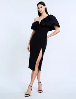 BCBGMAXAZRIA Solid Dress With Puff