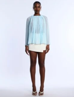 BCBGMAXAZRIA Pleated Sheer Blouse 12 BCBGMAXAZRIA Pleated Sheer Blouse -BCBGMAXAZRIA Shop 792003 814 1