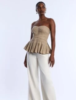 BCBGMAXAZRIA Stretch Linen Top -BCBGMAXAZRIA Shop 792022 4485 4