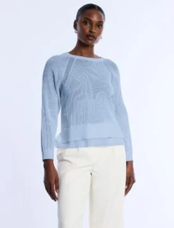 BCBGMAXAZRIA Pointelle Knit Sweater