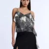 BCBGMAXAZRIA Printed Flounce Cami