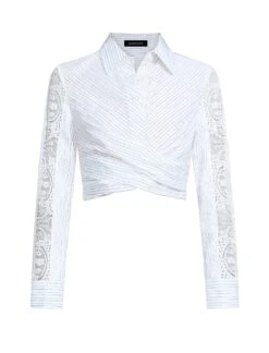 BCBGMAXAZRIA Lace Stripe Tie Back Top -BCBGMAXAZRIA Shop 79214244 9204 7