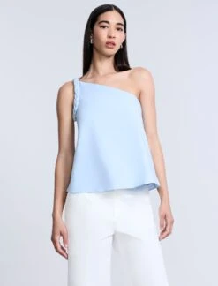 BCBGMAXAZRIA One Shoulder Braided Top