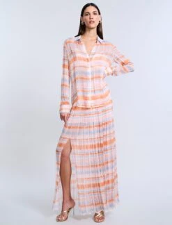 BCBGMAXAZRIA Chiffon Plaid Blouse