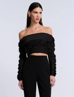 BCBGMAXAZRIA Lettuseruffle Off Shoulder Top