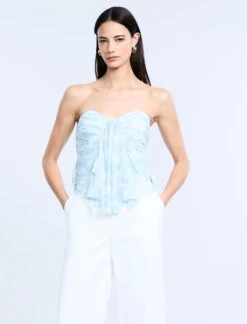 BCBGMAXAZRIA Printed Mesh Corset