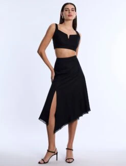 BCBGMAXAZRIA High-Slit Flared Skirt