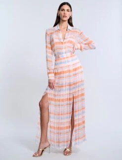 BCBGMAXAZRIA Printed Pleated Skirt