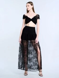 BCBGMAXAZRIA Pleated Lace Skirt -BCBGMAXAZRIA Shop 79314240 199 1