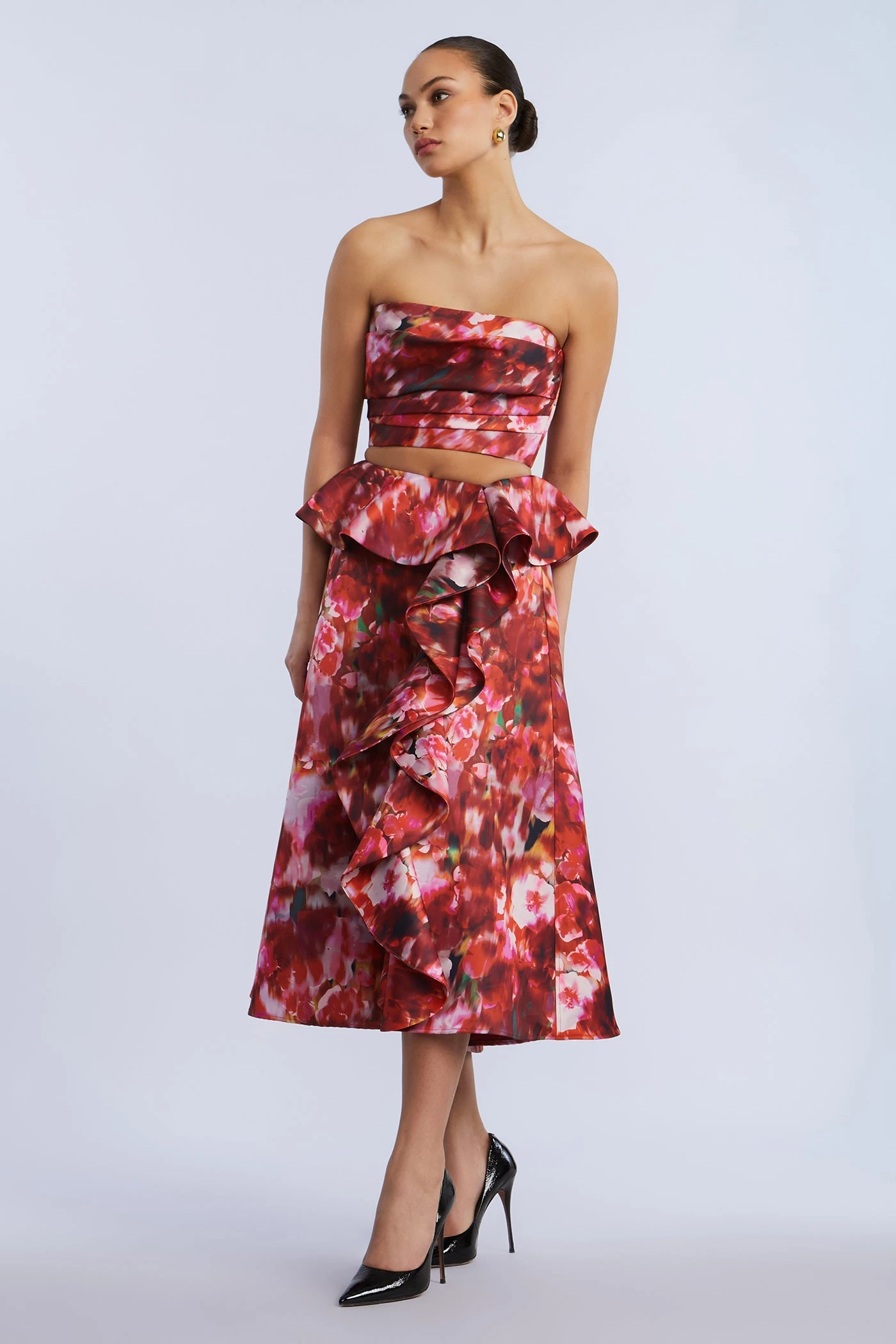 BCBGMAXAZRIA Printed Cascade Midi Skirt 4 BCBGMAXAZRIA Printed Cascade Midi Skirt - Image 4