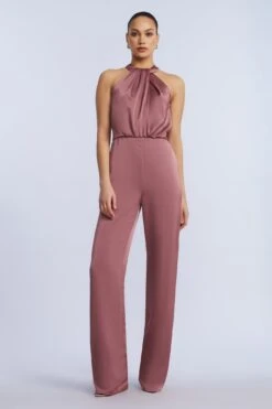 BCBGMAXAZRIA Pleated Halter Jumpsuit