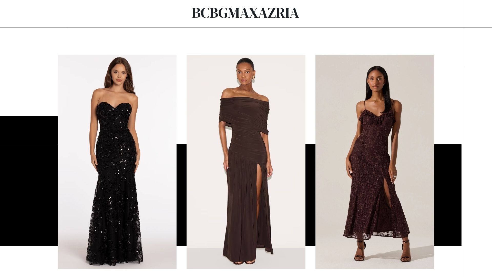 Front Page -BCBGMAXAZRIA Shop Burgundy and Black Minimalist Fashion Brand Guidelines Presentation