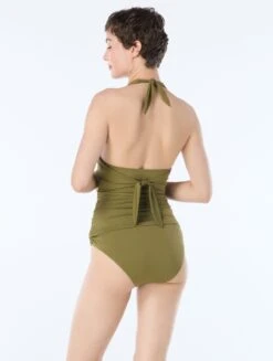 Carmen Marc Valvo V -Neck Shirred Tankini Top - Solids -BCBGMAXAZRIA Shop C10471 344 alt01