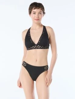 Carmen Marc Valvo Crochet Halter Bikini Top - Living Paradise