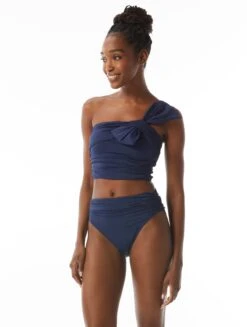 Carmen Marc Valvo Bow One Shoulder Cropped Bikini Top - Bowline Soiree -BCBGMAXAZRIA Shop C2A226 406 R
